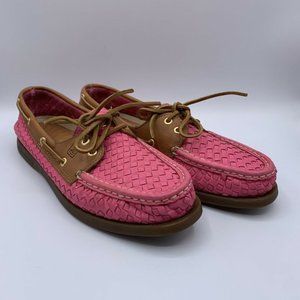 Sperry Womens Top-Sider Audrey Woven Pink Boat Shoe Size 9 Deck Moccasin Loafer